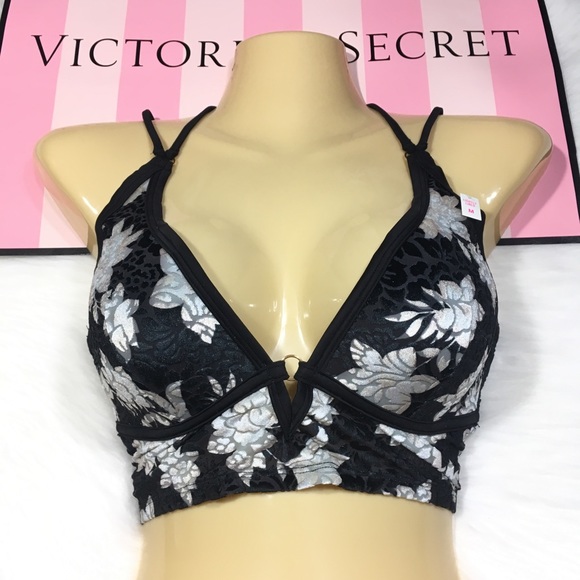PINK Victoria's Secret Other - VS FLORAL PRINT VELVET BRALETTE BRA SZ MEDIUM